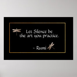 Póster Cita de Rumi Silence y libélula