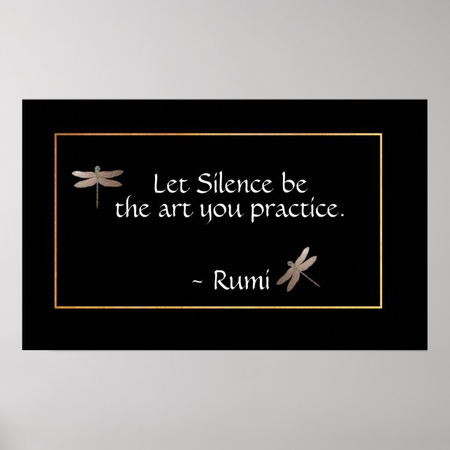 Póster Cita de Rumi Silence y libélula (Frente)