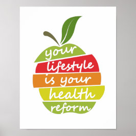 Póster Cita de salud en estilo decorado, y elemento de ma
