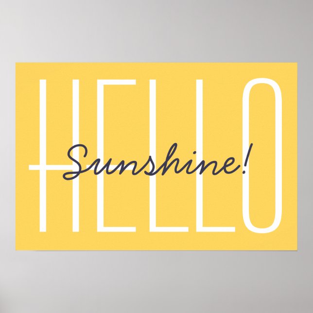 Póster Cita de Sol Brillante Amarillo Mínimo Hola (Frente)
