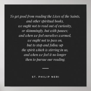 Póster Cita de St Philip Neri - Cómo leer libros espiritu