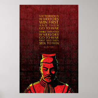 Póster Cita de Sun Tzu: Guerreros victoriosos y derrotado