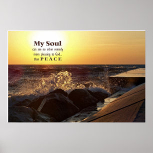 Póster Cita De Sunset On Beach Rocks