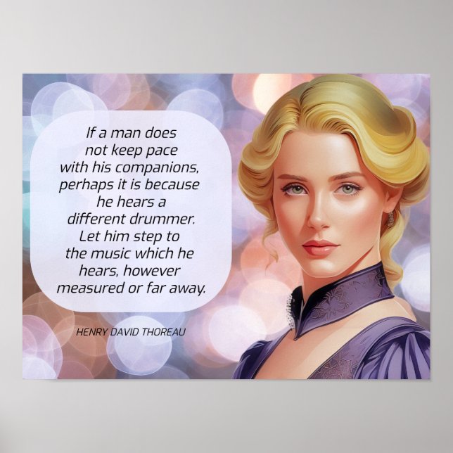 Póster Cita de tambor diferente Thoreau (Frente)