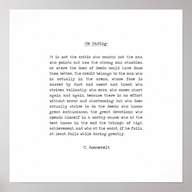 Póster Cita de Theodore Roosevelt (Frente)