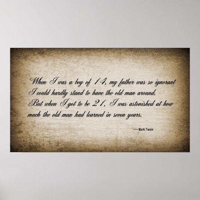 PÓSTER CITA DE TWAIN SOBRE LA JUVENTUD ENVEJECIDA (Frente)