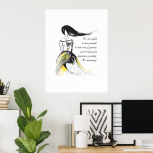 Póster Cita de una mujer ilustrada inspiradora auto AMOR