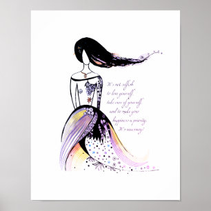 Póster Cita de una mujer ilustrada inspiradora auto AMOR