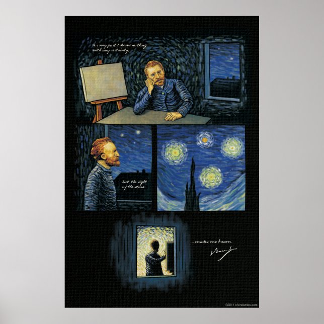 Póster Cita de Van Gogh: La visión de las estrellas (Frente)