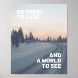 Póster Cita de viaje inspiradora Foto de naturaleza gris 