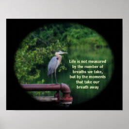 Póster Cita de vida Inspiradora de Blue Heron