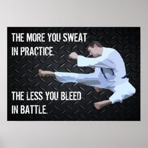 Póster Cita de vida motivacional de patada de karate