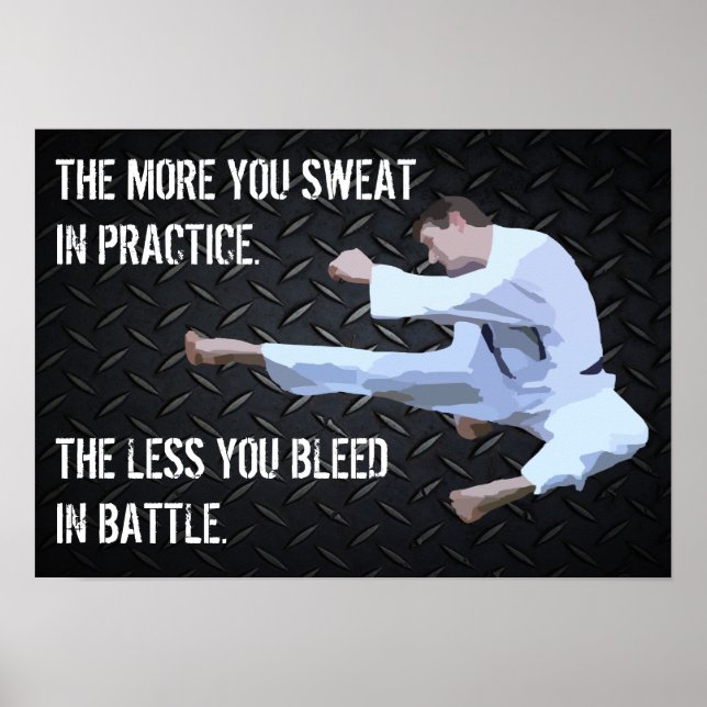 Póster Cita de vida motivacional de patada de karate (Frente)