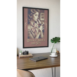 Póster Cita de vinos divertida Reina de los Baños y Sips