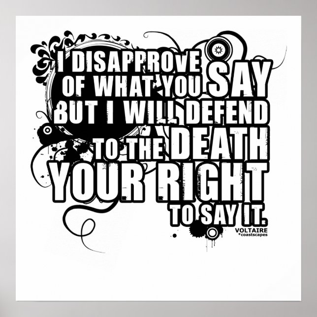 Póster Cita de Voltaire (B&W) (Frente)