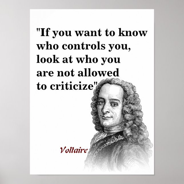 Póster Cita De Voltaire Sobre Quién Controla A Tu Poster (Frente)