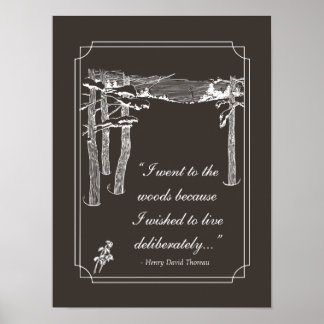 Póster Cita de Walden, "en vivo deliberadamente" (oscuro)