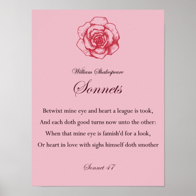 Póster cita de William Shakespeare Sonnets (Frente)