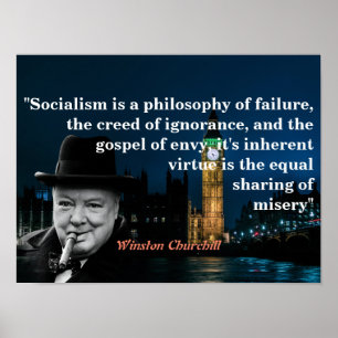 Póster Cita de Winston Churchill sobre el socialismo