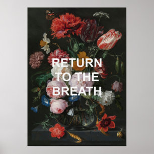 Póster Cita de Yoga Beathing Mental + Pintura Floral