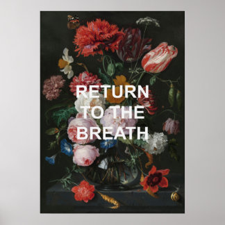 Póster Cita de Yoga Beathing Mental + Pintura Floral