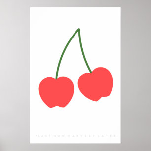 Póster Cita del 70 del Poster retro de cerezo rojo claro