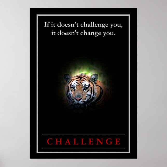 Póster Cita del desafío motivacional del tigre salvaje (Frente)