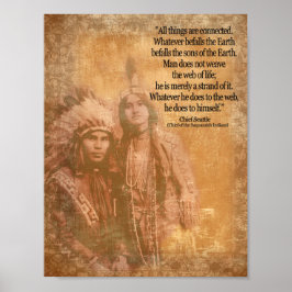 Póster Cita del jefe de la pareja india nativa Seattle