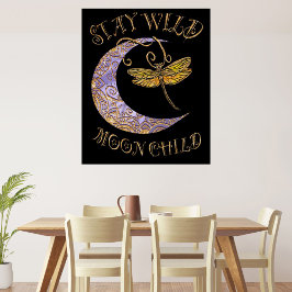 Póster Cita del niño de la Luna Salvaje y la libélula dor