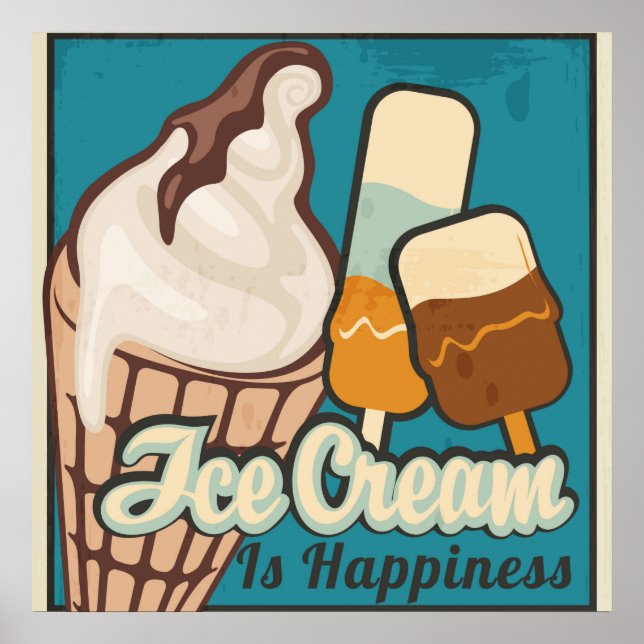 Póster Cita del tesoro del helado es felicidad (Frente)