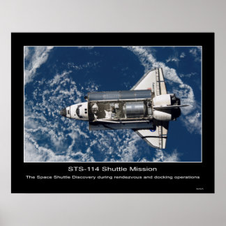 Póster Cita del transbordador espacial Discovery y acopla