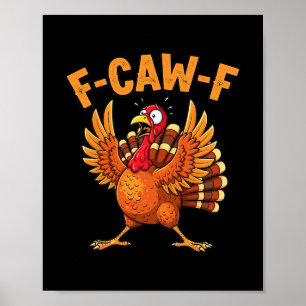 Póster Cita divertida de Acción de Gracias pavo asustado 