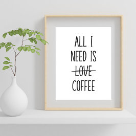 Póster Cita Divertida de Café Simple Minimalista