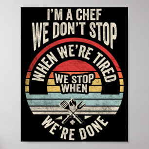 Póster Cita Divertida de Chef Retro Vintage Cocción a la