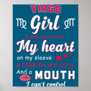 Póster Cita divertida de chica de Virgo con signo zodiaca