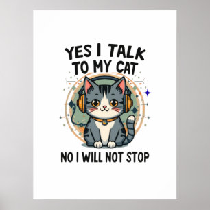 Póster Cita divertida de gato amante introvertido Humor d