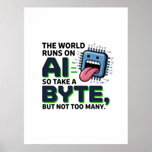 Póster Cita divertida de IA Byte - Humor geek tecnológico