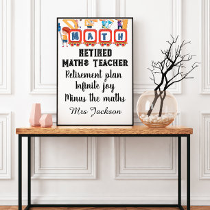 Póster Cita divertida de jubilación para profesor de mate