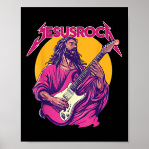 Póster Cita divertida de la Retro Cristiana Jesús Rock Ba