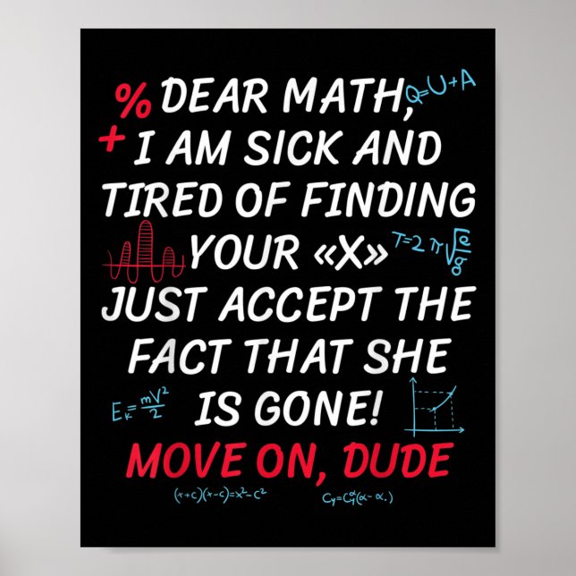 Póster Cita Divertida de Matemáticas Querida Matemáticas  (Frente)
