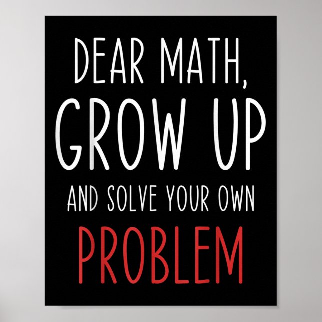 Póster Cita Divertida de Matemáticas Querido Profesor de  (Frente)