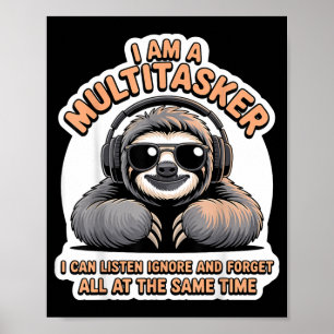 Póster Cita divertida de multitareas humor sarcástico grá