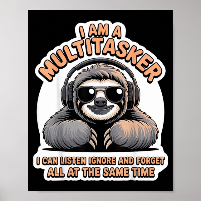 Póster Cita divertida de multitareas humor sarcástico grá (Frente)