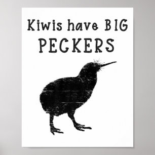 Póster Cita divertida de Nueva Zelanda Los kiwis tienen p