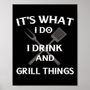 Póster Cita divertida de parrilla BBQ Día del Padre 