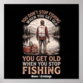 Póster Cita Divertida de Pesca Jubilación Vintage al Aire