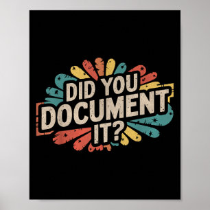 Póster Cita divertida de vintage de Office ¿Lo Documentas