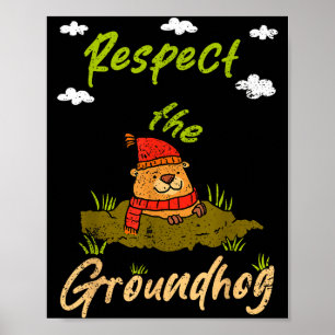 Póster Cita Divertida del Día de la Marmota Respetar la M