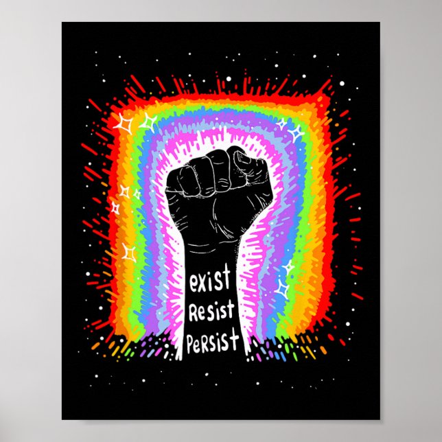 Póster Cita divertida existe resiste a persistir... Diseñ (Frente)