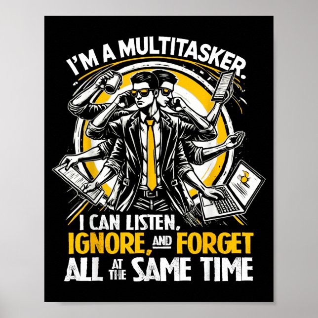 Póster Cita Divertida Humorística Multitarea Frase Divert (Frente)